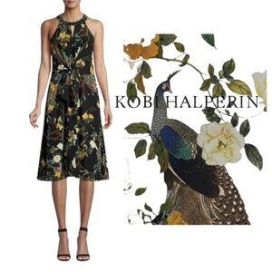 Kobi Halperin Mavis Tie-Waist Floral
Peacock Silk Dress